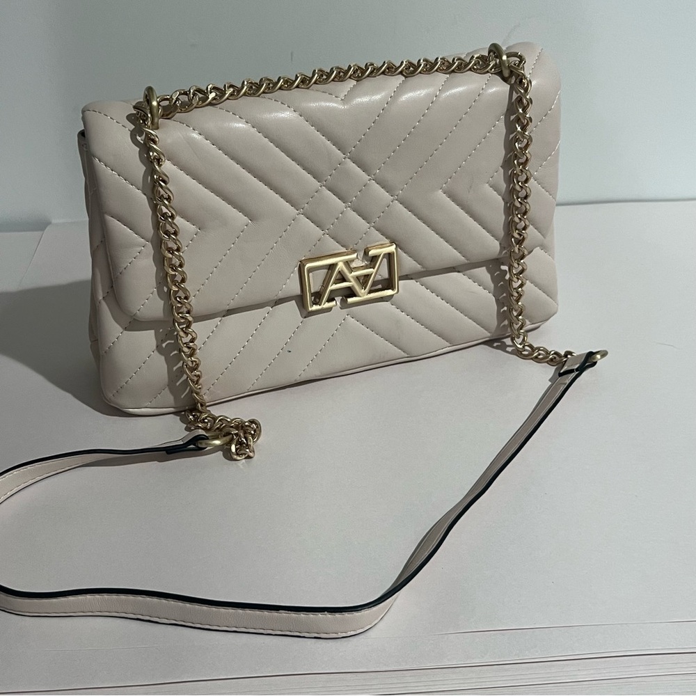 Aldo Elegant Cream Quilted Chain Shoulder Bag